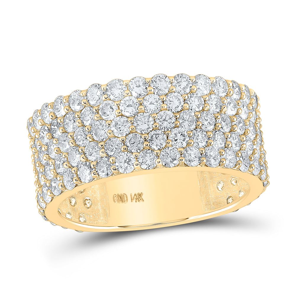 14Kt Yellow Gold 5 3/8Ctw Diamond 5 Row Mens Band (5.72 grams)