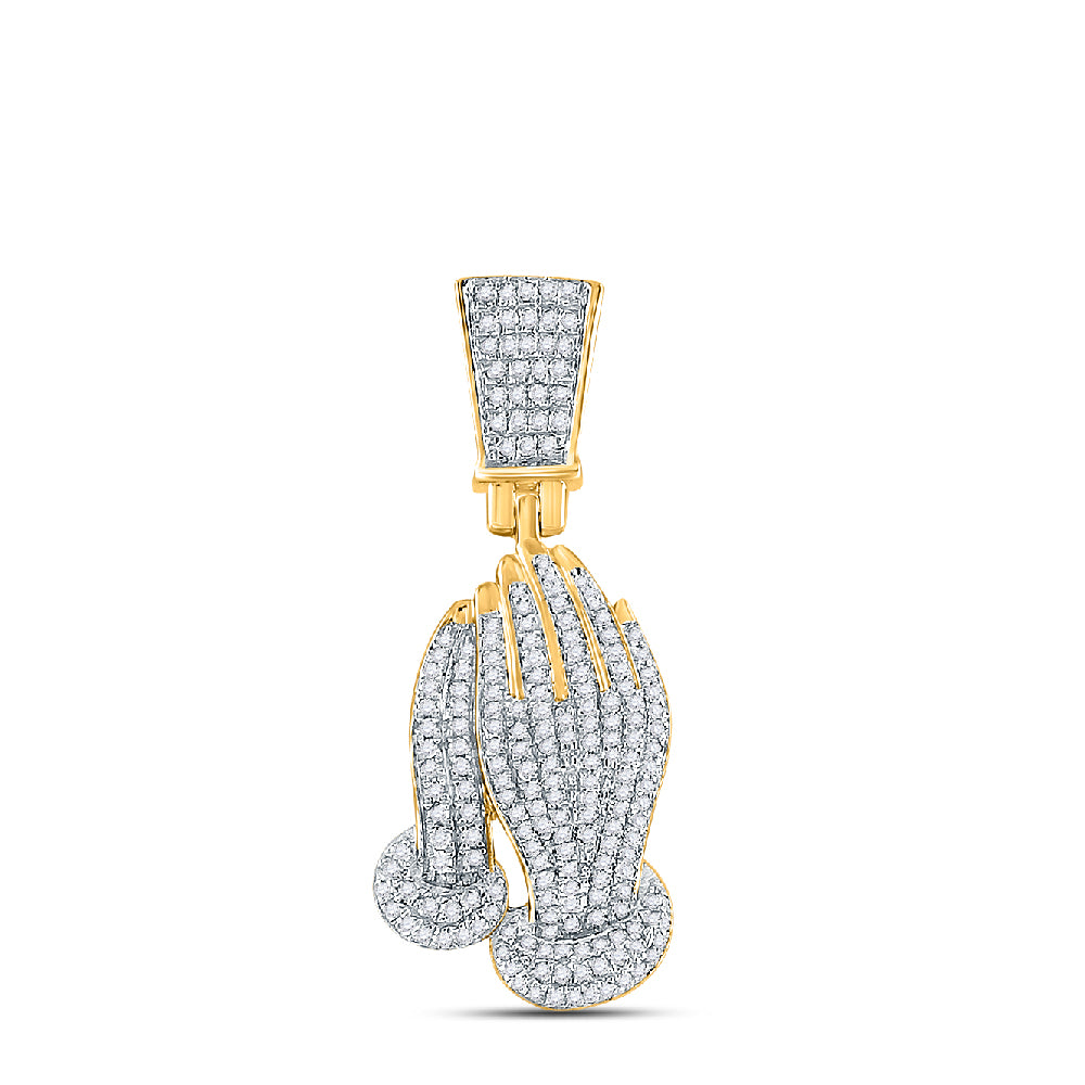 3/8Ct-Diamond Mens Praying Hands Charm (2.4 grams)