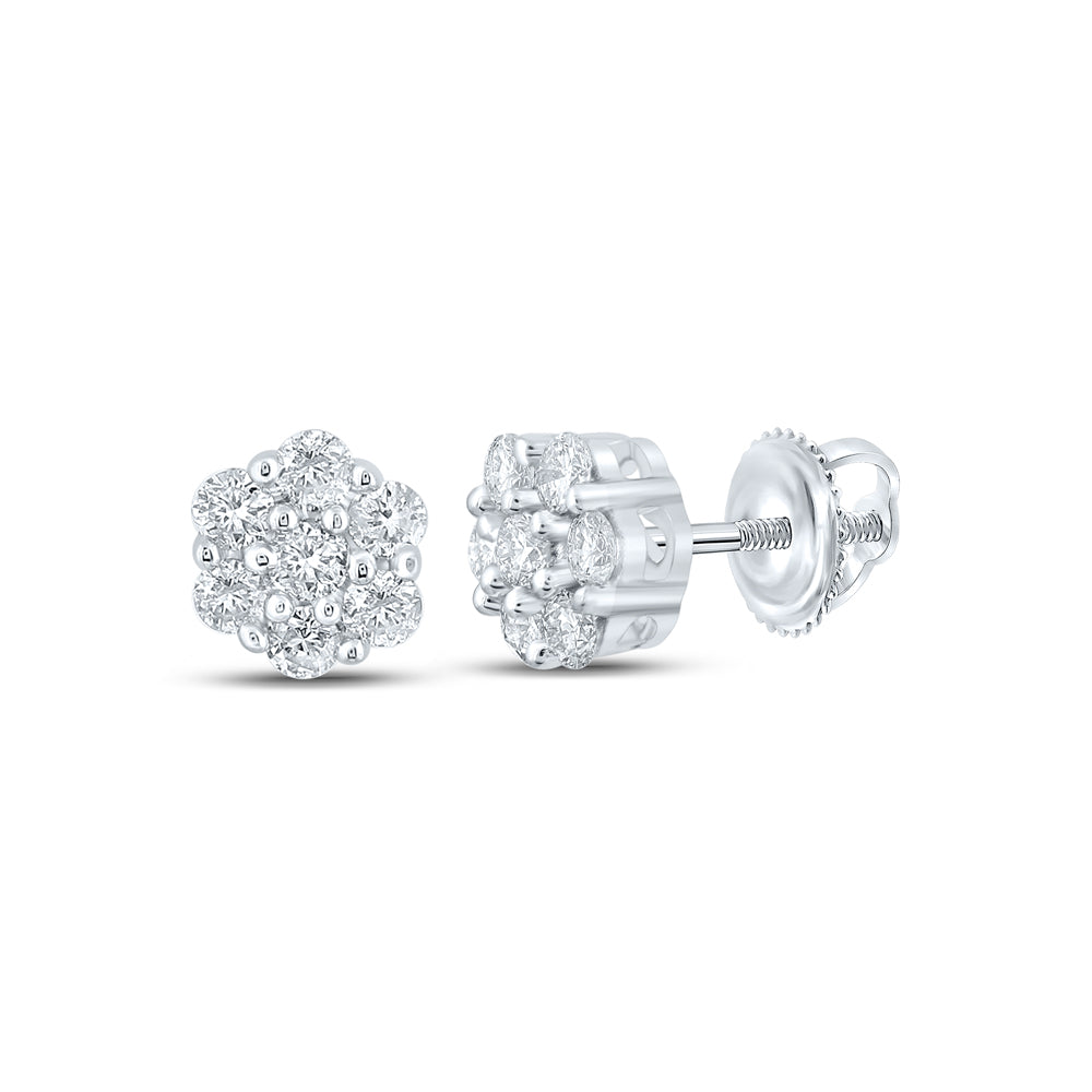1/4Ctw-Dia Nk 7 Stone Flower Earring (0.88 grams)