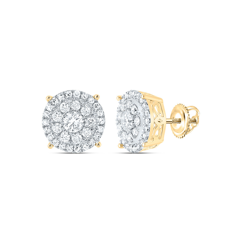 Gold Cluster Earrings 5/8 Cttw Round Natural Diamond Mens (2.26 grams)