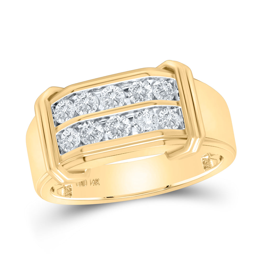 14Kt Yellow Gold 7/8 Ctw Diamond Fashion Mens Band (8.48 grams)