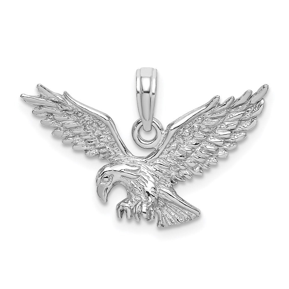14k White Gold 26 mm Textured Eagle Landing Charm (1.84 grams)