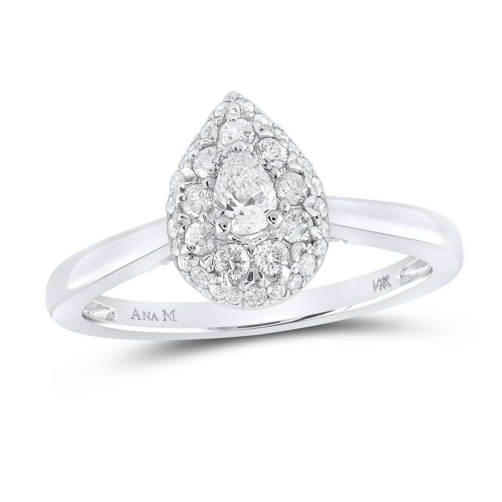 1/2Ctw-Dia Ana M 1/6Ct-Cpear Engagement Ring (2.72 grams)