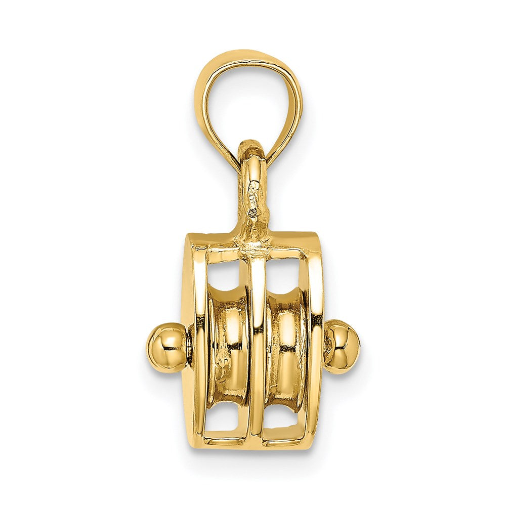 14k Yellow Gold 10.55 mm Polished 3-D Moveable Pulley Charm (3 grams)