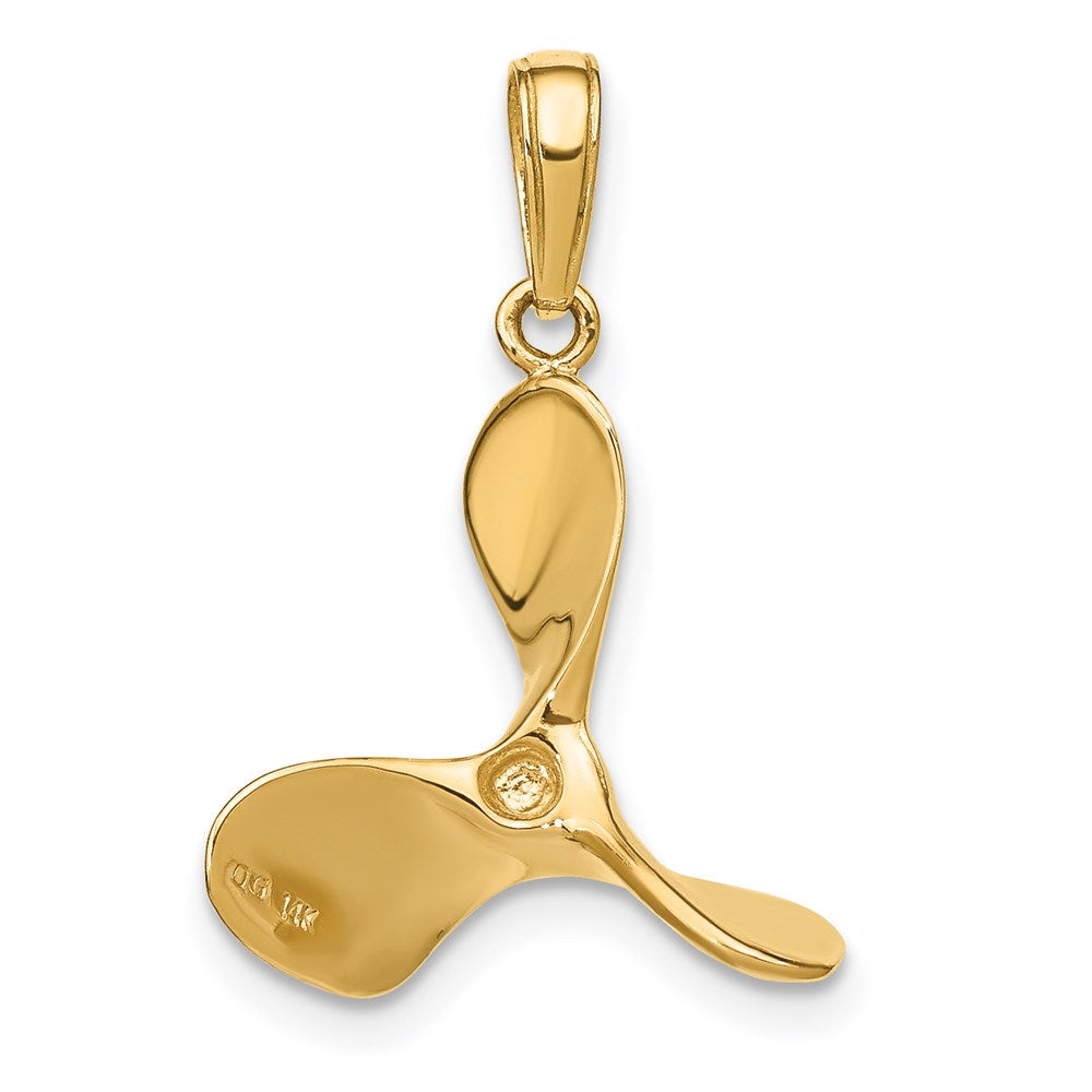 14k Yellow Gold 17 mm Polished 3-D Propeller Pendant (2.28 grams)