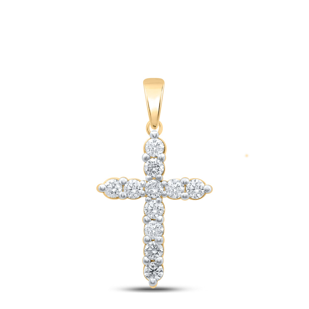 14Kt Yellow Gold 1Ctw-Dia Nk Cross Pendant (2.65 grams)