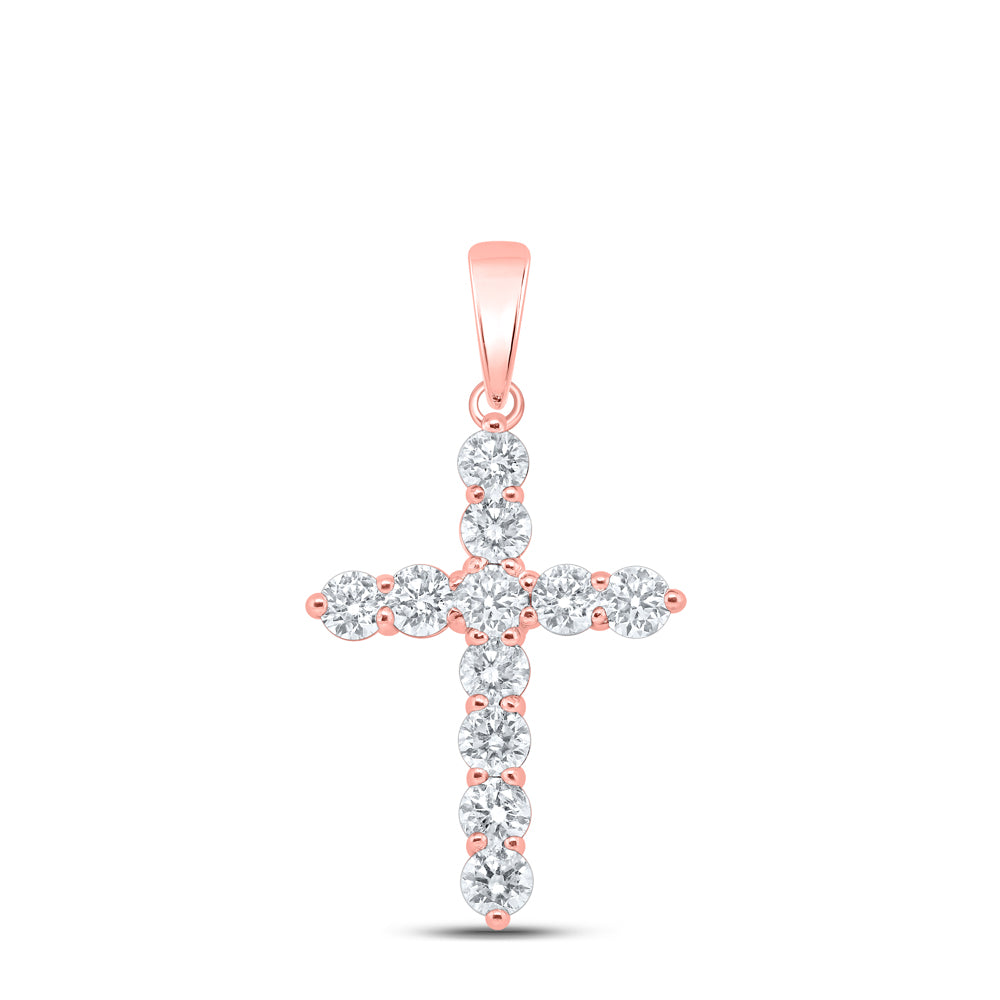 10Kt Rose Gold 1 1/2 Ctw-Dia Nk Cross Pendant (1.94 grams)