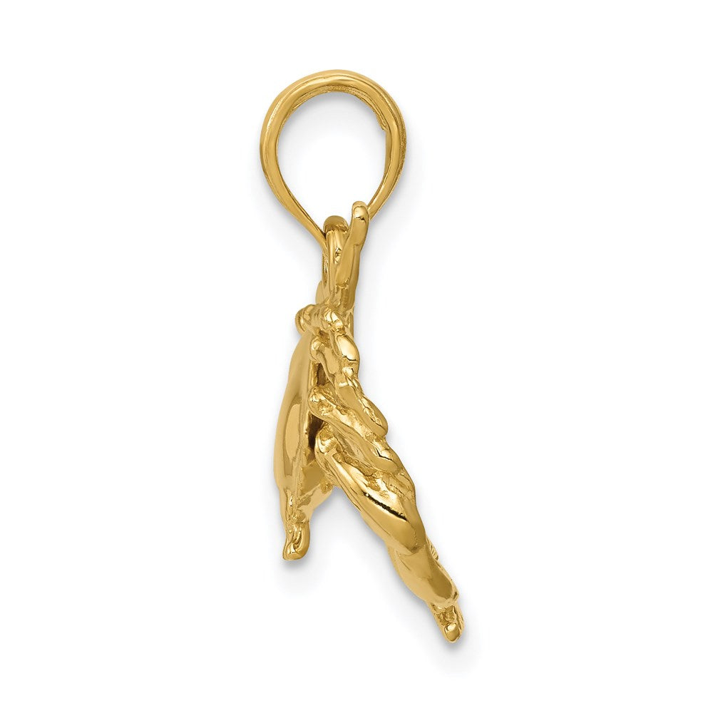 14k Yellow Gold 16 mm Polished Open-Backed Crab Pendant (2.37 grams)