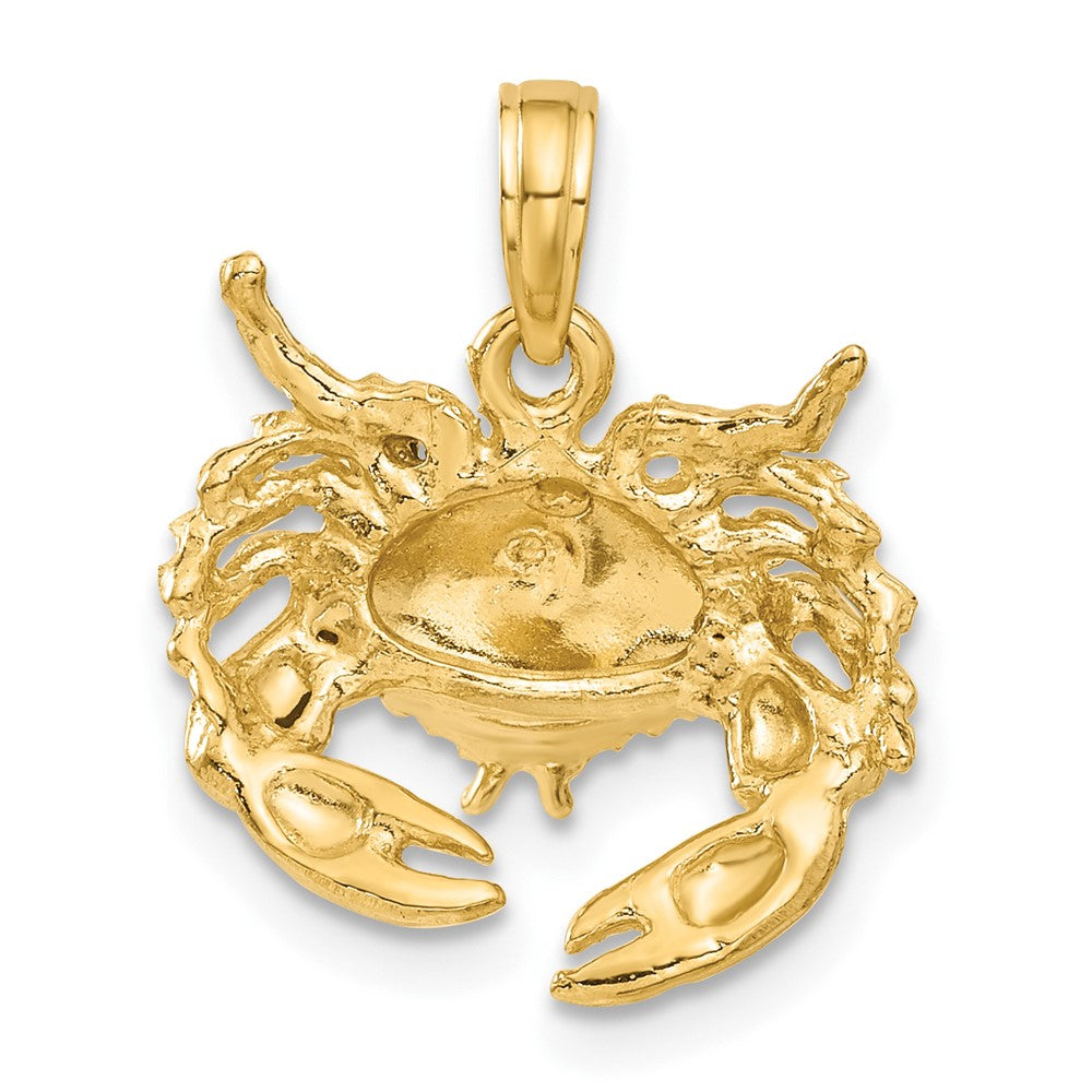 14k Yellow Gold 16 mm Polished Open-Backed Crab Pendant (2.37 grams)