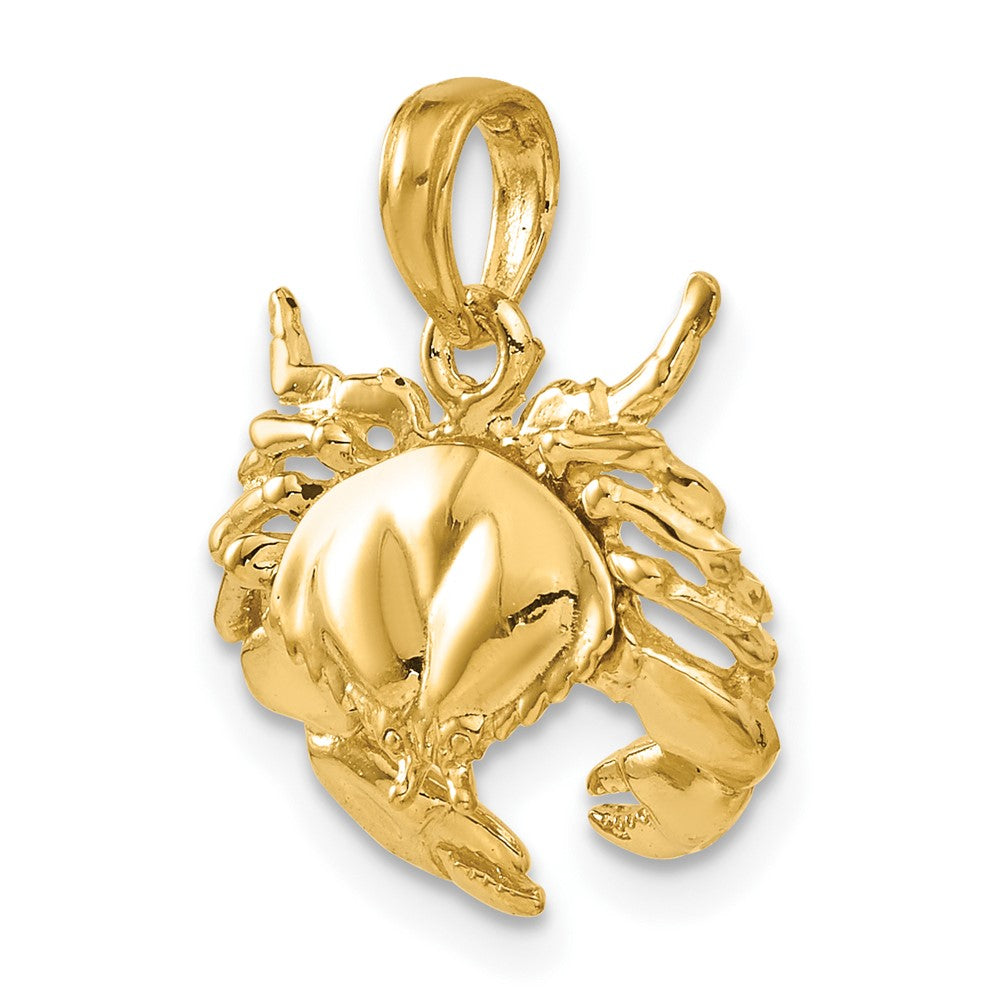 14k Yellow Gold 16 mm Polished Open-Backed Crab Pendant (2.37 grams)