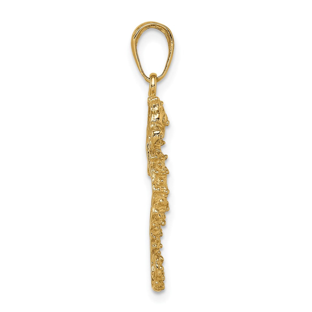 14k Yellow Gold 12 mm Polished Open-Backed Seahorse Pendant (1.49 grams)