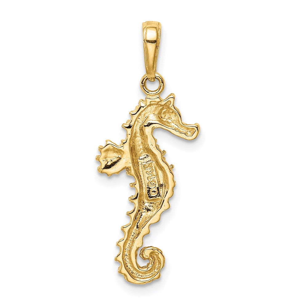 14k Yellow Gold 12 mm Polished Open-Backed Seahorse Pendant (1.49 grams)