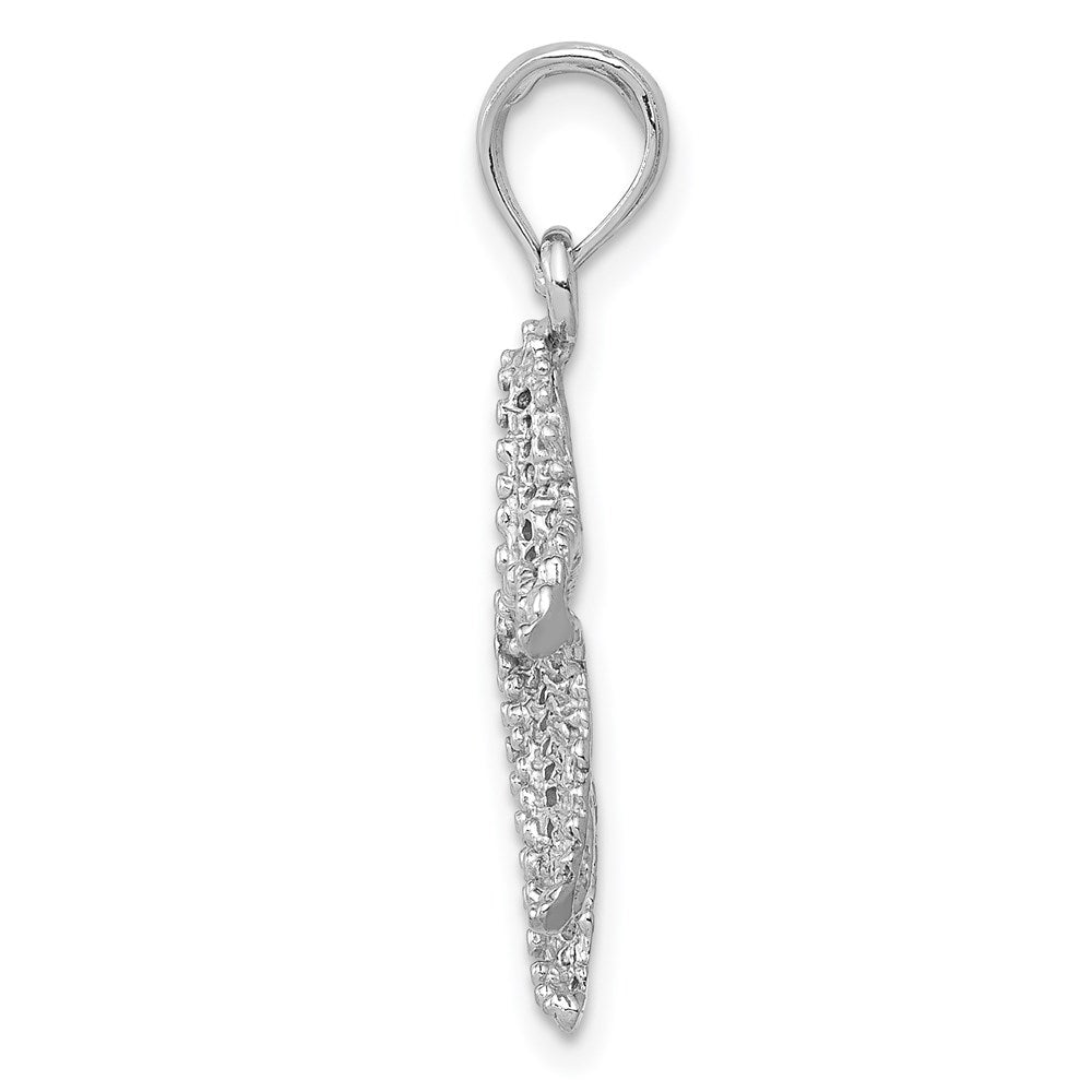 14k White Gold 19.1 mm Polished Open-Backed Starfish Pendant (1.45 grams)