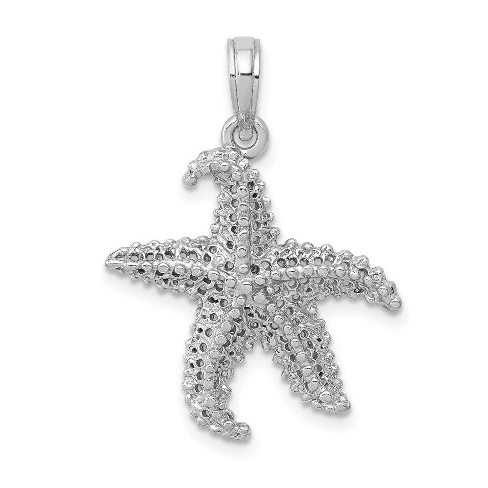 14k White Gold 19.1 mm Polished Open-Backed Starfish Pendant (1.45 grams)