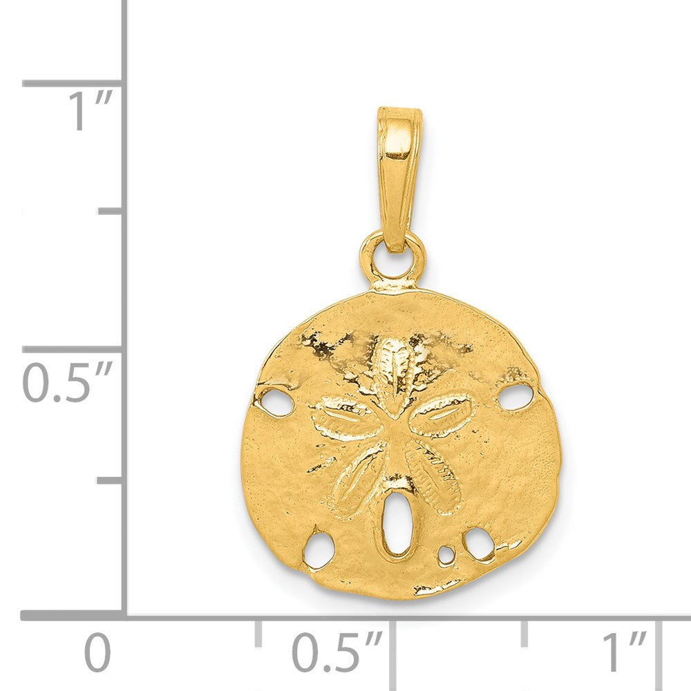 14k Yellow Gold 15.4 mm Polished Sand Dollar Pendant (1.68 grams)