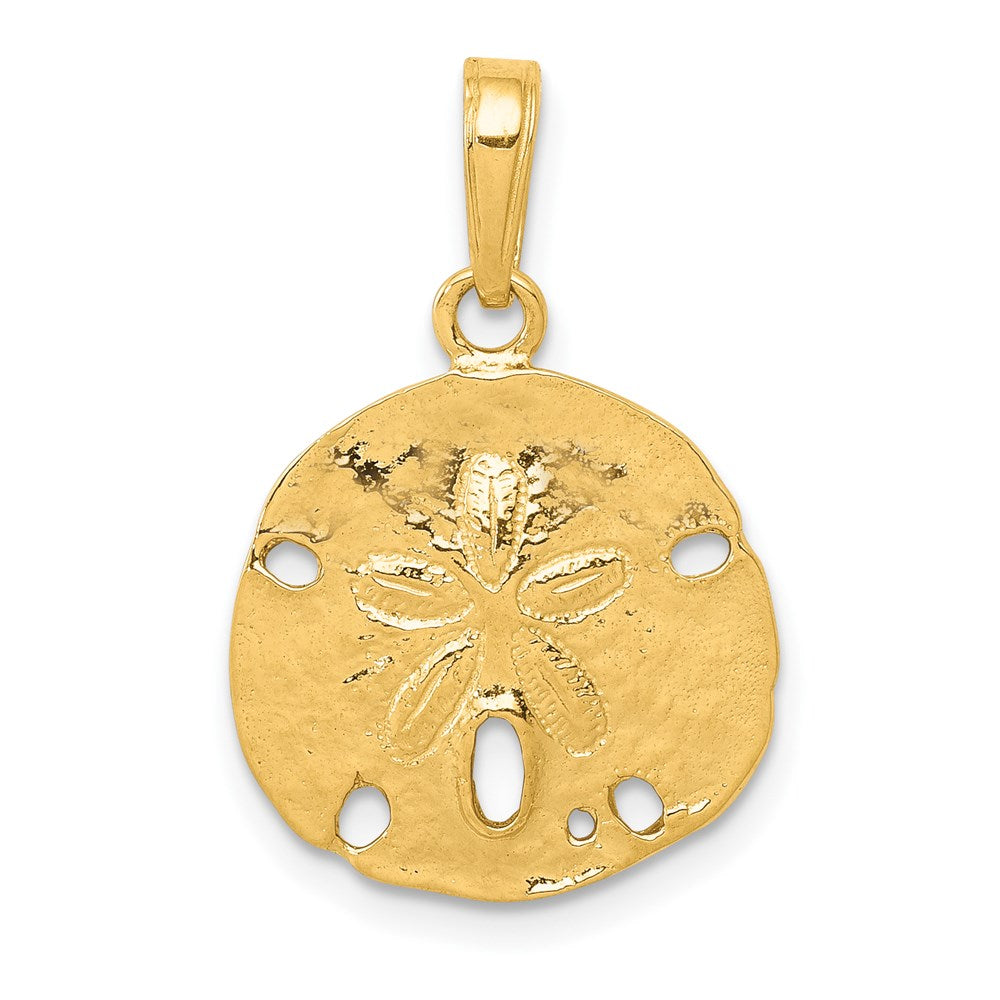 14k Yellow Gold 15.4 mm Polished Sand Dollar Pendant (1.68 grams)