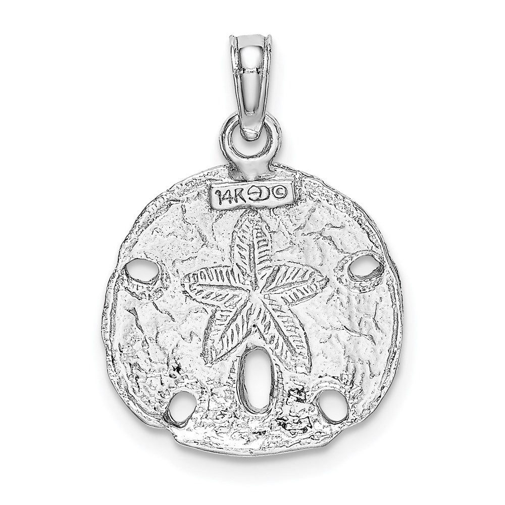 14k White Gold 15.4 mm Polished Sand Dollar Pendant (1.52 grams)