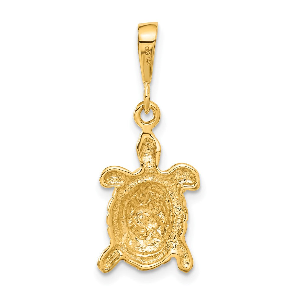 14k Yellow Gold 11.5 mm Solid Polished Open-Backed Sea Turtle Charm (1.96 grams)