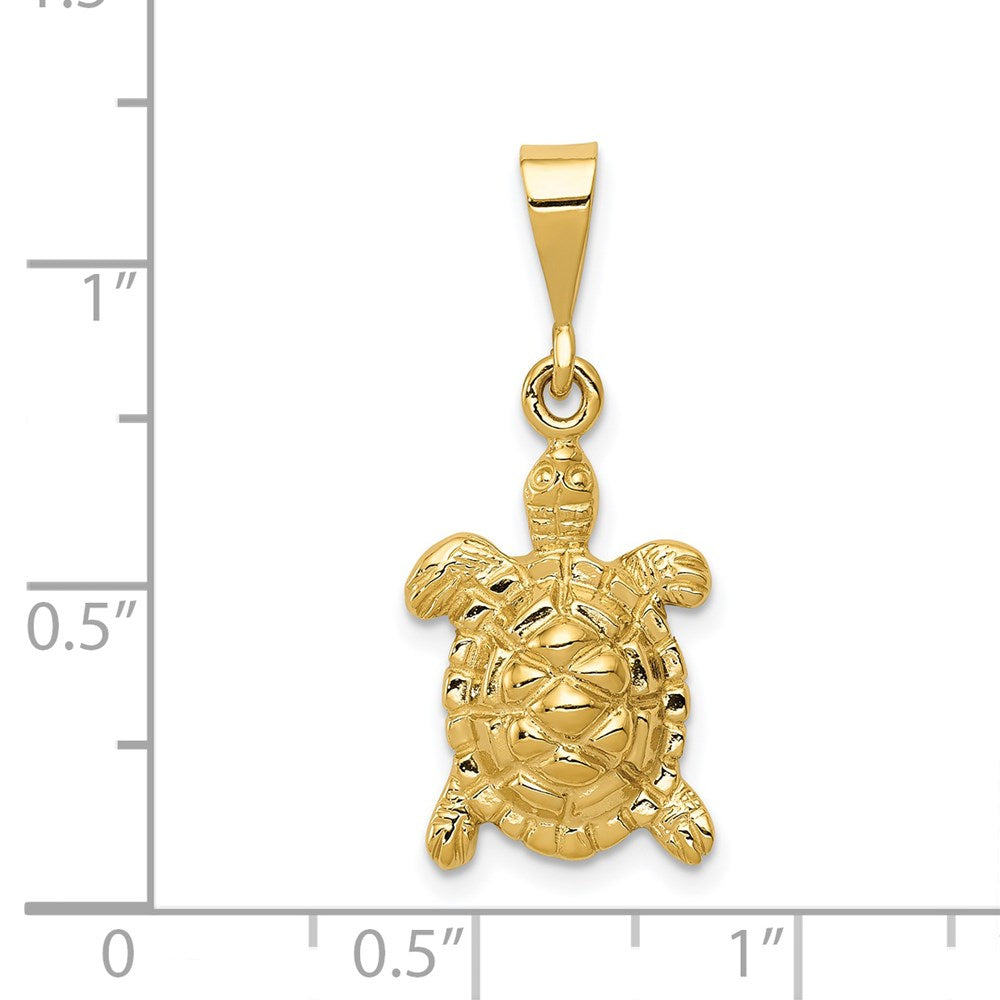 14k Yellow Gold 11.5 mm Solid Polished Open-Backed Sea Turtle Charm (1.96 grams)
