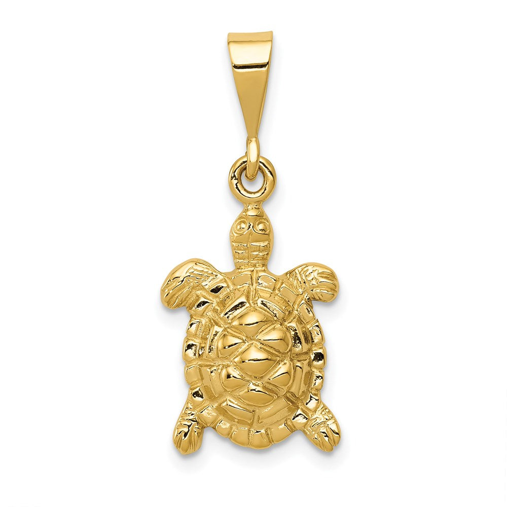 14k Yellow Gold 11.5 mm Solid Polished Open-Backed Sea Turtle Charm (1.96 grams)