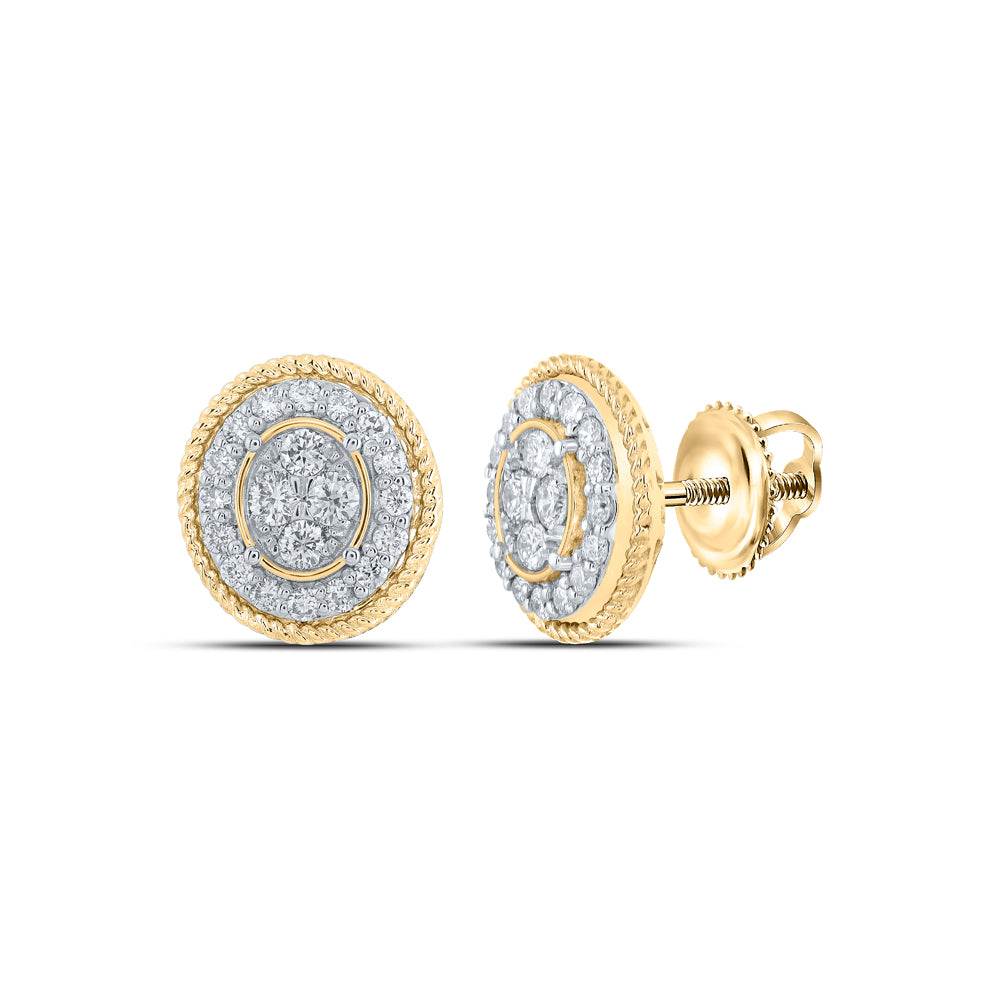Gold Oval Cluster Earrings 1/2 Cttw Round Natural Diamond Womens (2.38 grams)