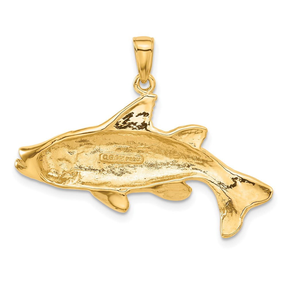 14k Yellow Gold 36 mm Polished Open-Backed Redfish Pendant (5.87 grams)
