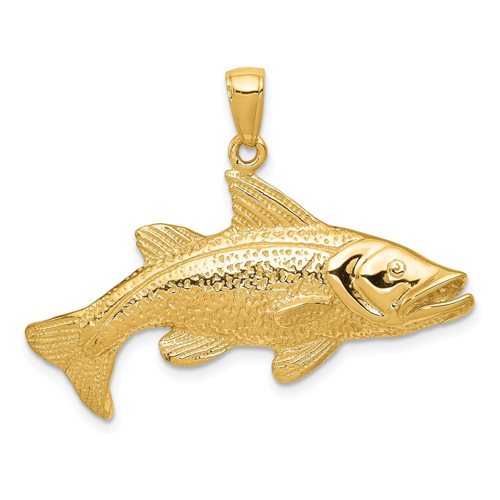 14k Yellow Gold 36 mm Polished Open-Backed Redfish Pendant (5.87 grams)