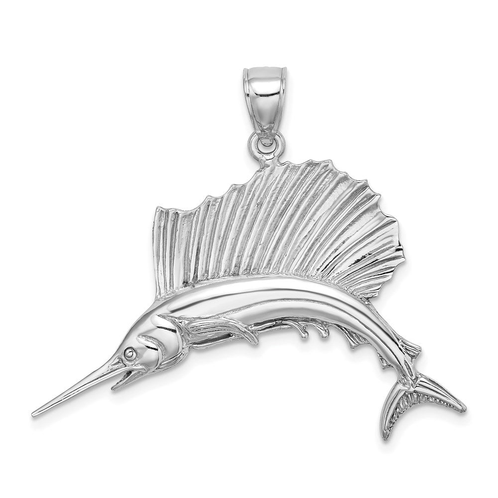 14k White Gold 41 mm Polished Sailfish Charm (4.88 grams)