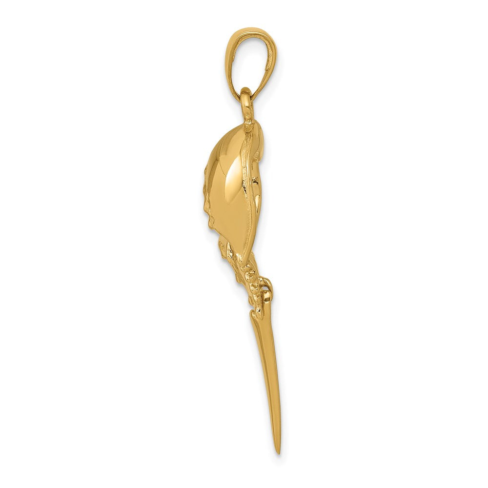 14k Yellow Gold 13 mm Polished Moveable Horseshoe Crab Pendant (2.9 grams)