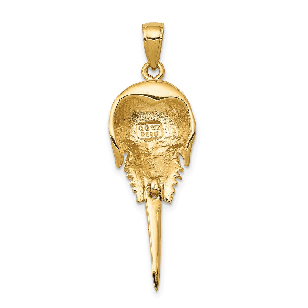 14k Yellow Gold 13 mm Polished Moveable Horseshoe Crab Pendant (2.9 grams)