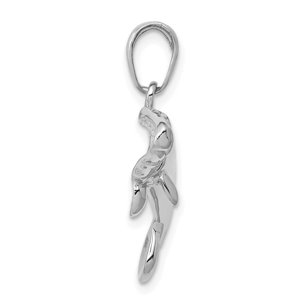 14k White Gold 26 mm Solid Polished Manatee Pendant (2.6 grams)