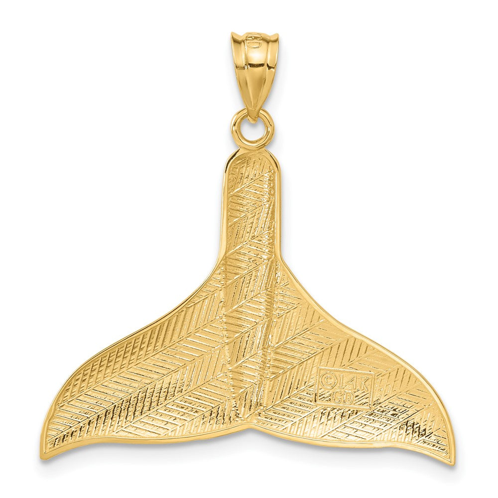 14k Yellow Gold 32 mm Solid Polished Large Whale Tail Pendant (2.28 grams)