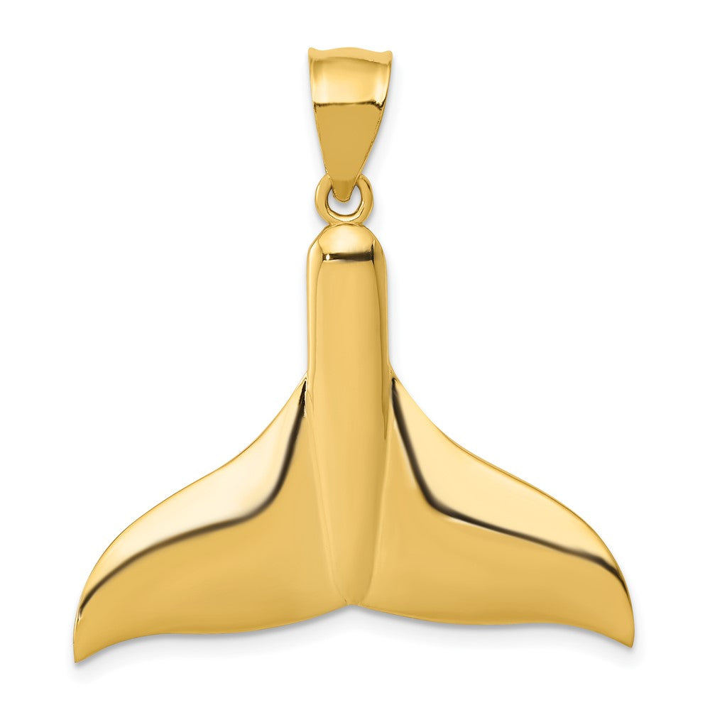 14k Yellow Gold 32 mm Solid Polished Large Whale Tail Pendant (2.28 grams)