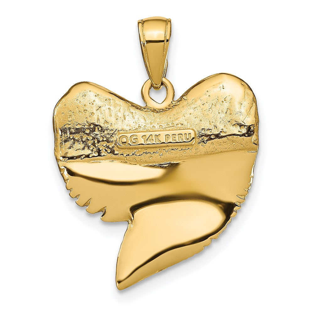 14k Yellow Gold 19 mm Solid Polished 3-D Shark Tooth Pendant (7.42 grams)