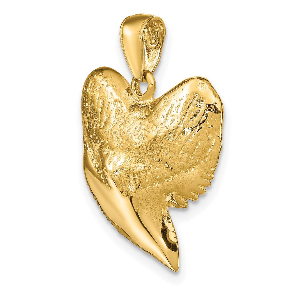 14k Yellow Gold 19 mm Solid Polished 3-D Shark Tooth Pendant (7.42 grams)