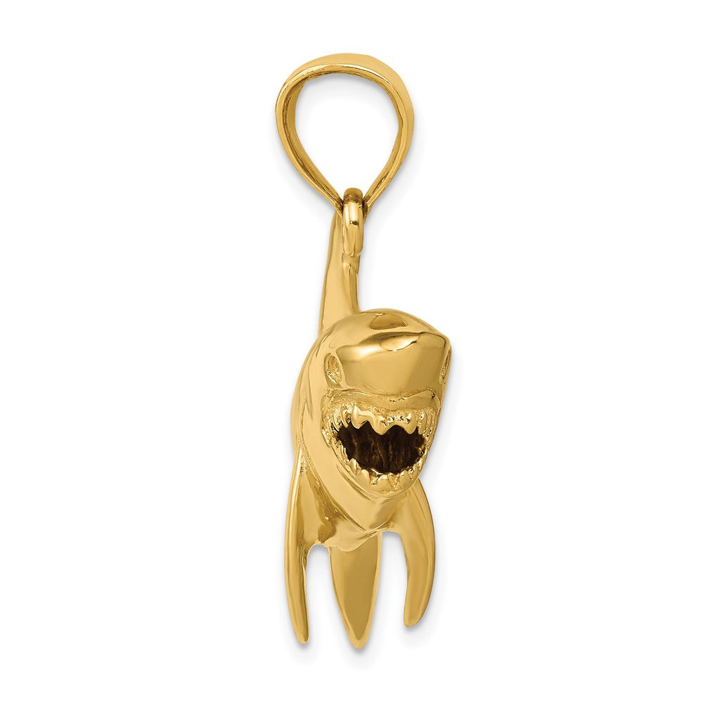 14k Yellow Gold 28 mm Polished 3-D Shark Pendant (10.46 grams)