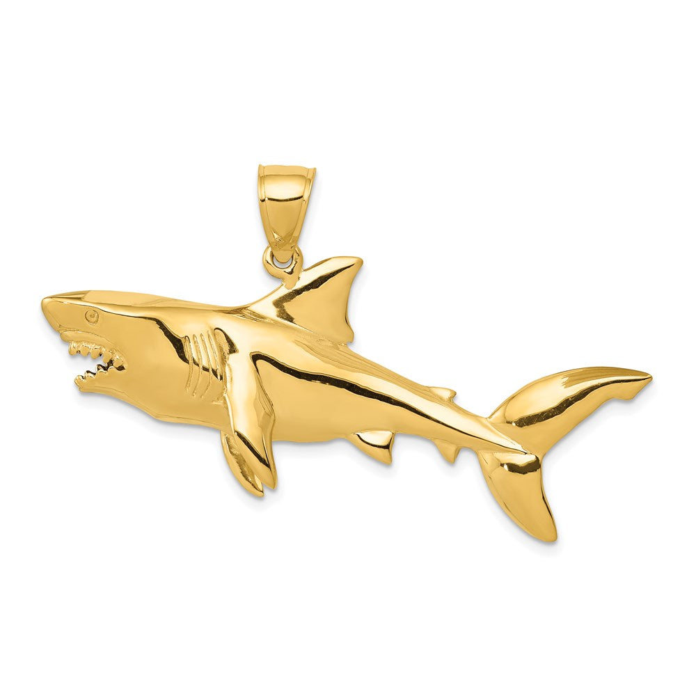 14k Yellow Gold 28 mm Polished 3-D Shark Pendant (10.46 grams)