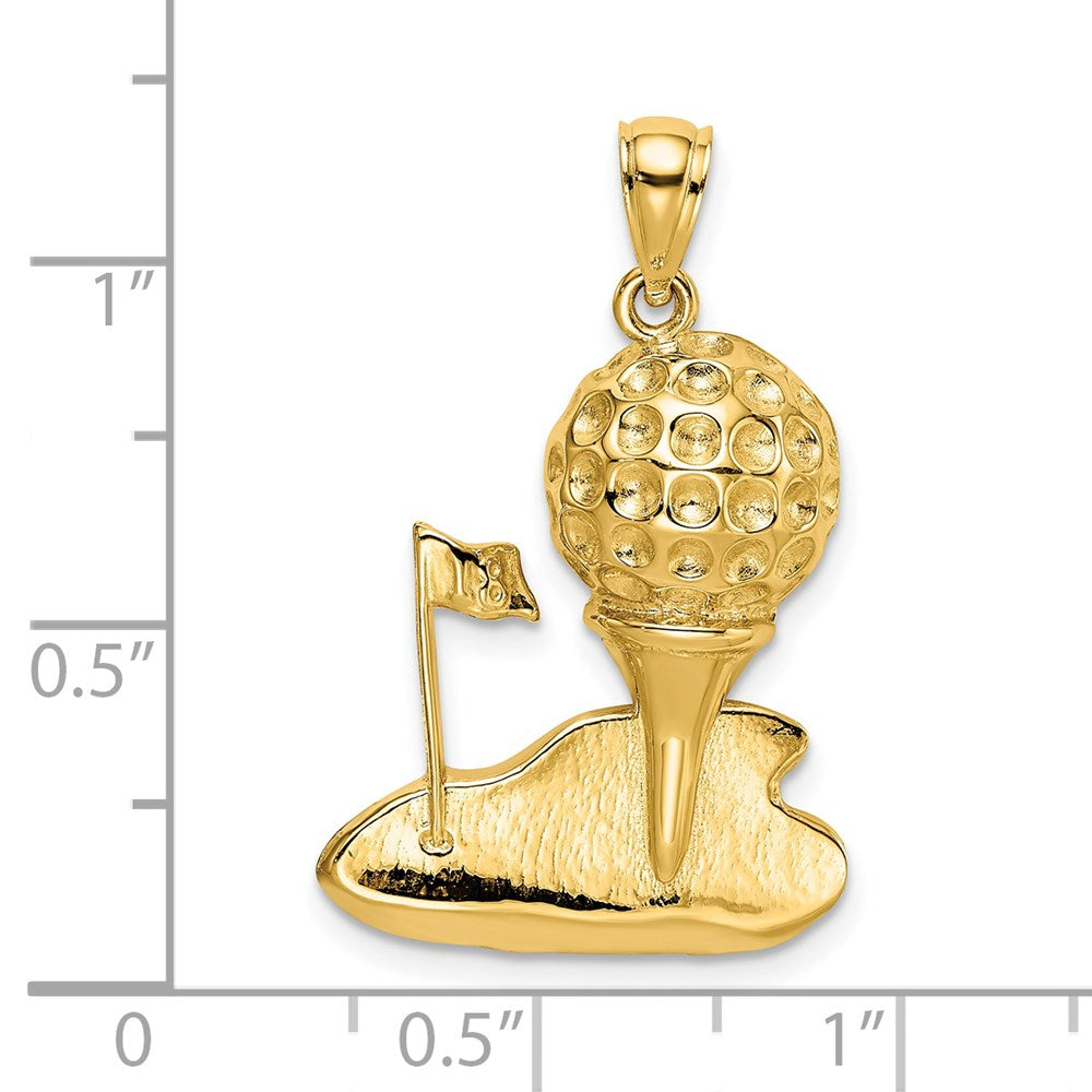 14k Yellow Gold 20 mm Solid Polished Open-Backed Golf Charm (4.19 grams)