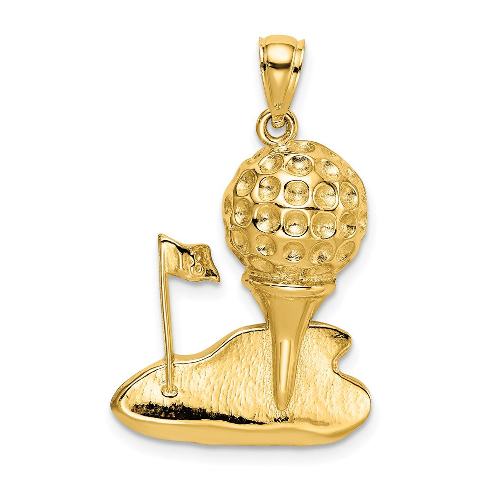 14k Yellow Gold 20 mm Solid Polished Open-Backed Golf Charm (4.19 grams)