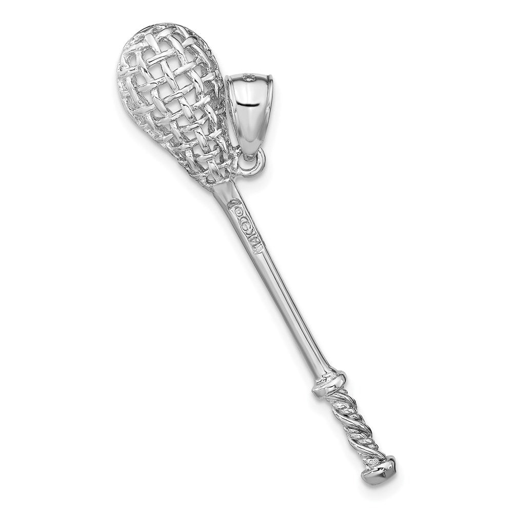 14k White Gold 45 mm 3-D Lacrosse Stick Charm (2.29 grams)