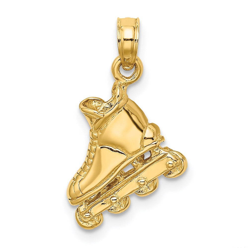 14k Yellow Gold 12.4 mm Solid Polished 3-D Rollerblade Charm (2.18 grams)