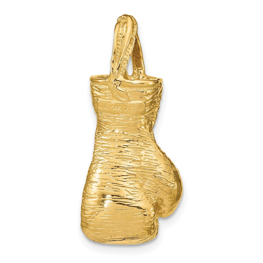 14k Yellow Gold 13 mm Hollow Polished 3-D Boxing Glove Pendant (8.6 grams)