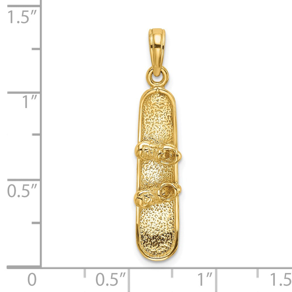 14k Yellow Gold 6.5 mm Solid Polished 3-D Snowboard Charm (2.39 grams)