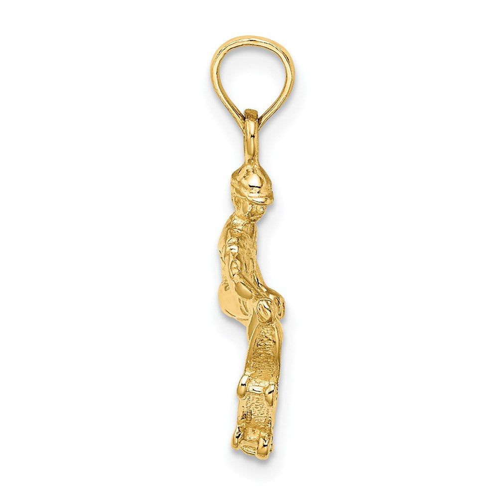 14k Yellow Gold 13.05 mm Solid Polished 3-D Skateboarder Charm (1.38 grams)