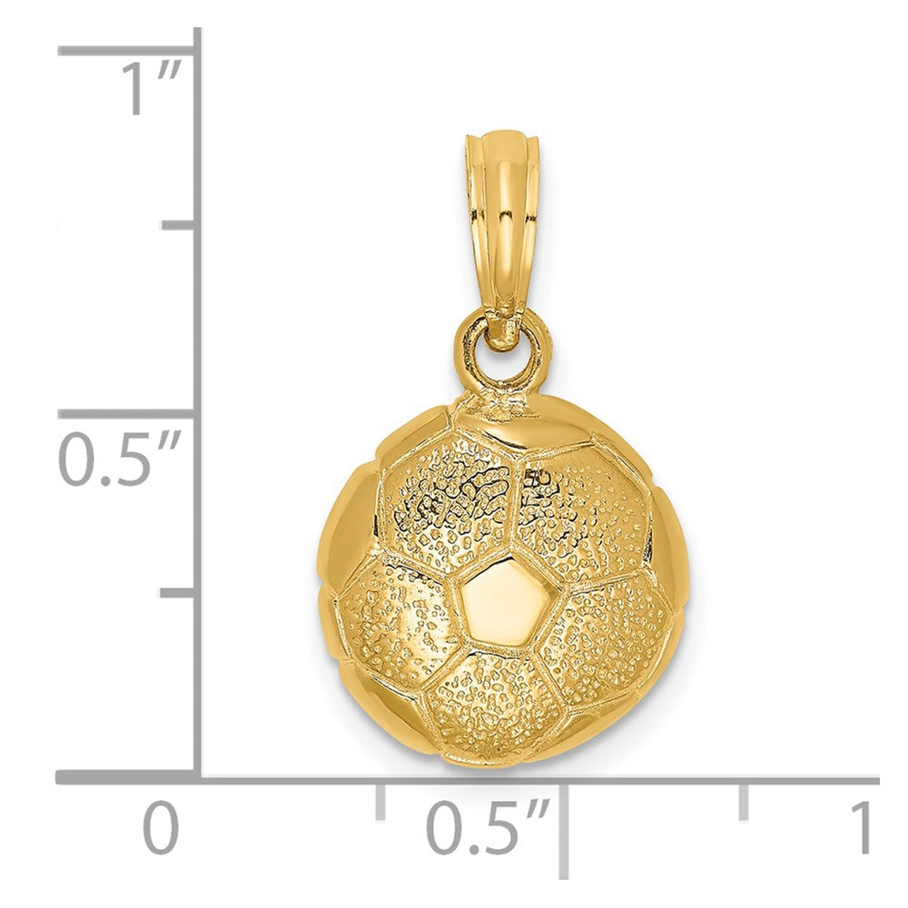 14k Yellow Gold 11.9 mm Solid Polished Open-Backed Soccer Ball Charm (1.97 grams)