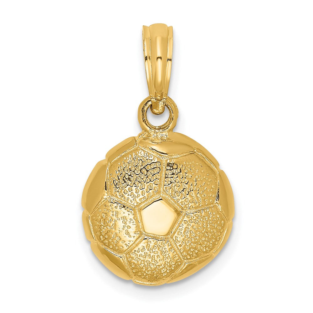 14k Yellow Gold 11.9 mm Solid Polished Open-Backed Soccer Ball Charm (1.97 grams)