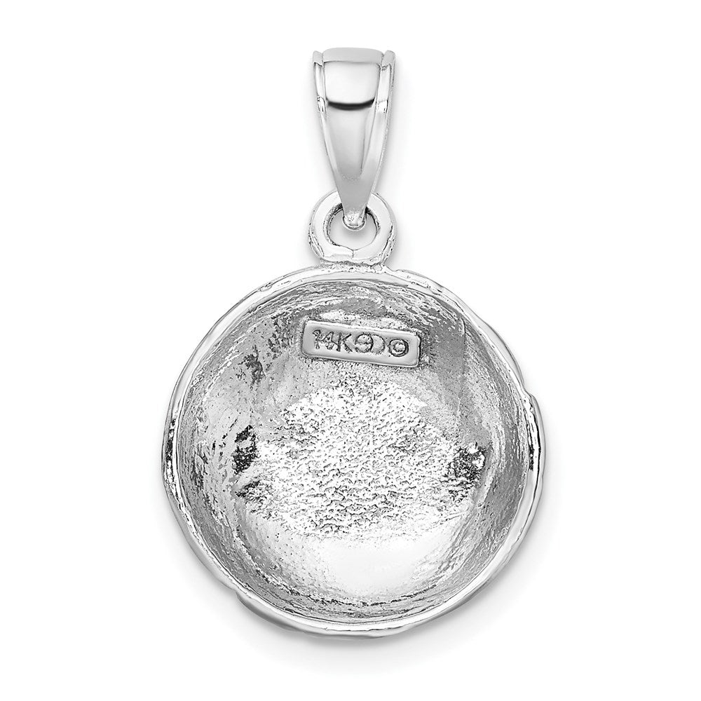 14k White Gold 15.2 mm Polished Open-Backed Volleyball Pendant (2.31 grams)