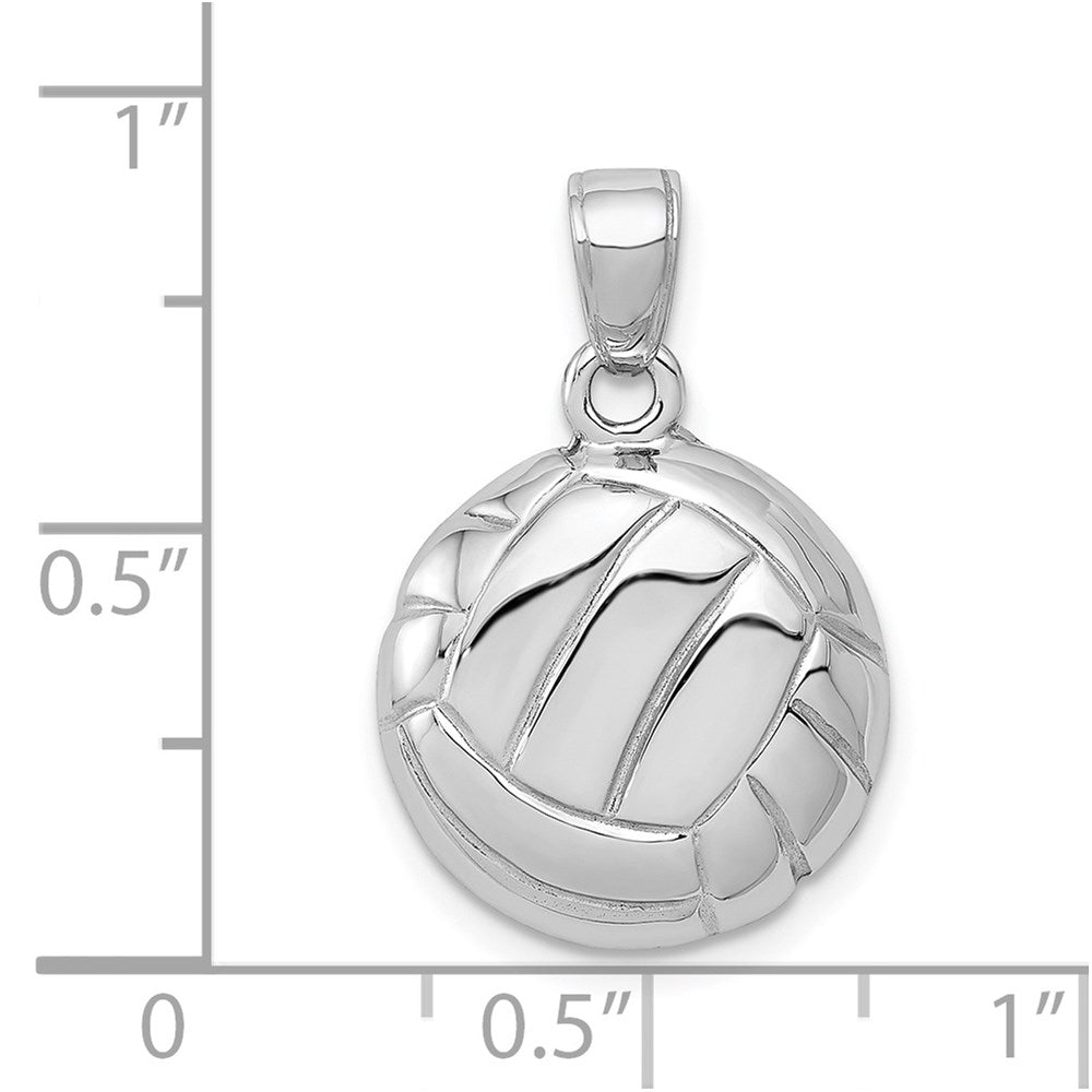 14k White Gold 15.2 mm Polished Open-Backed Volleyball Pendant (2.31 grams)