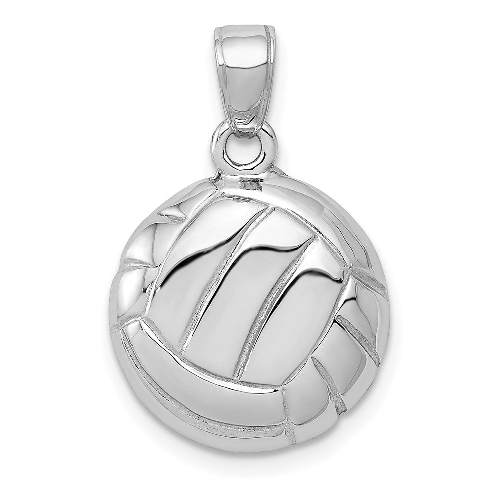 14k White Gold 15.2 mm Polished Open-Backed Volleyball Pendant (2.31 grams)