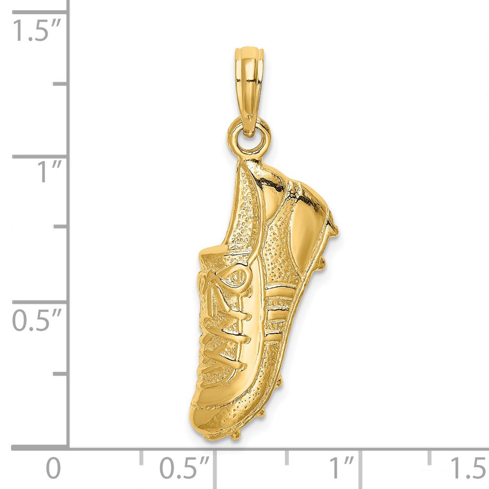 14k Yellow Gold 9.3 mm Polished Open-Backed Soccer Cleat Shoe Charm (2.15 grams)